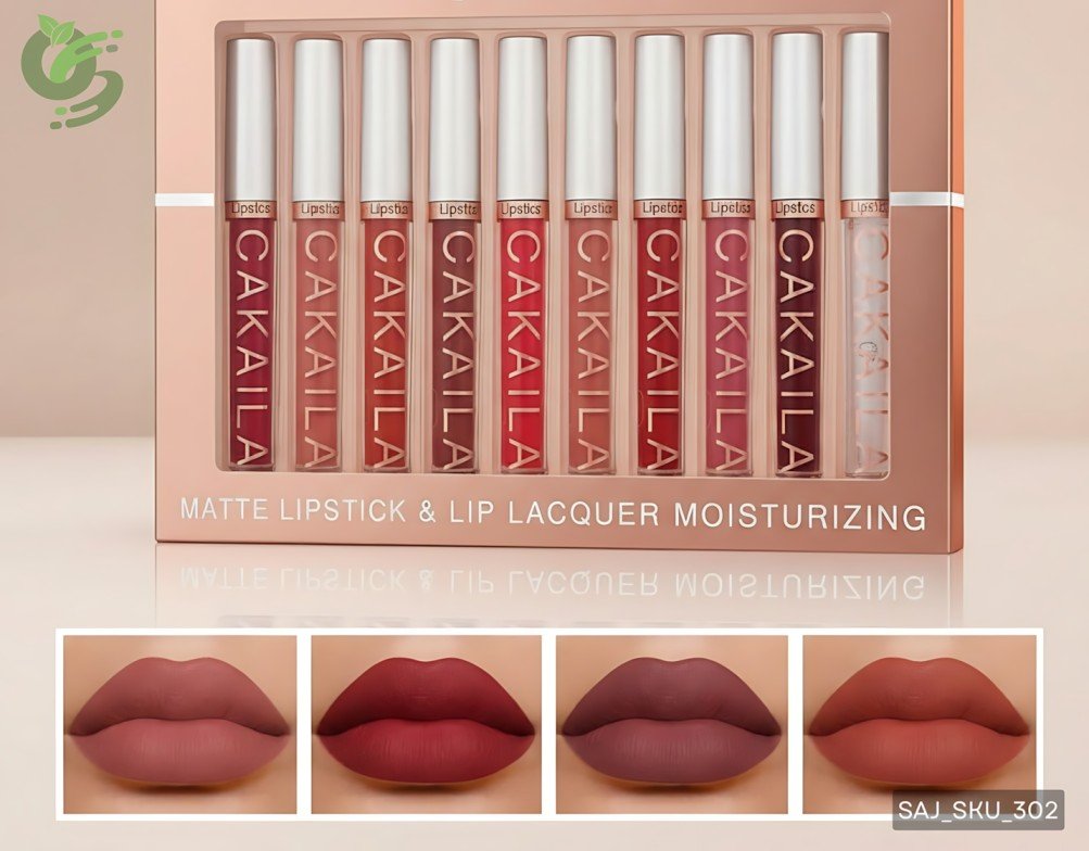 CAKAILA 10 Pcs Matte & Lip Lacquer Moisturizing Set