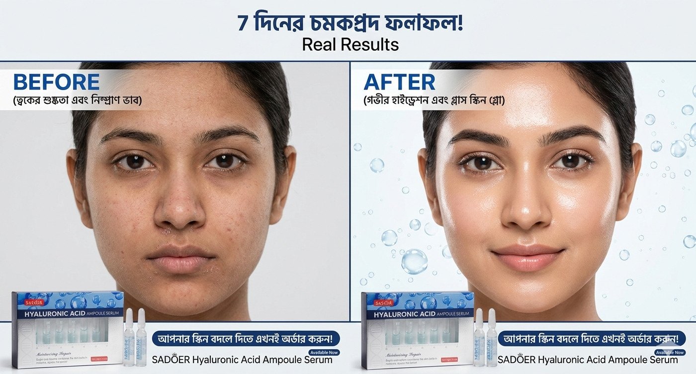 SADOER Hyaluronic Acid Ampoule Serum – Deep Moisturizing & Skin Repair (3ml x 7pcs)