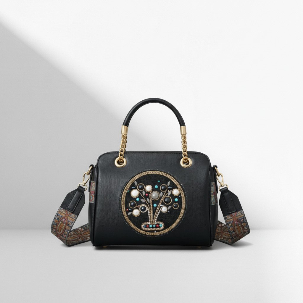 Luxury Tree Design Leather Handmake Thai Handbag for Women